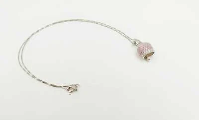 COLLANA CAMPANELLA FULL ZIRCONATA ROSA IN ARGENTO 925 RODIATO IN ORO 18KT - Immagine 1 di 3