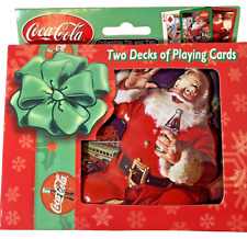 Coca-Cola Holiday Two Decks Embossed Tin of Playing Cards