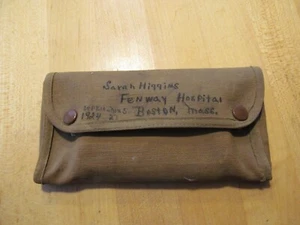 Vintage Medical 1940's syringe canvas pouch Fenway Hospital Boston E. F. Mahady - Picture 1 of 9