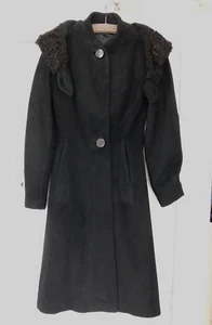 Vintage Black Wool and Angora Coat, Excellent Condition, UK 8 - Picture 1 of 8