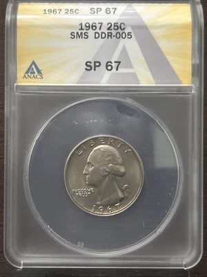 1967 SMS Washington Quarter - ANACS PF67 - Doubled Die Reverse (DDR-005) - Image 1 of 2