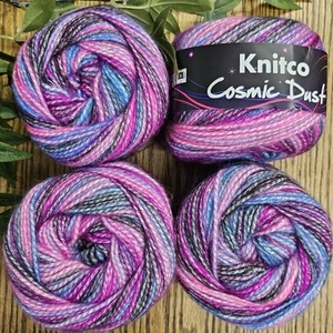 4 X 100g Knitco Cosmic Dust Double Knitting Glitter Yarn Cakes, Colour 02 - Picture 1 of 9