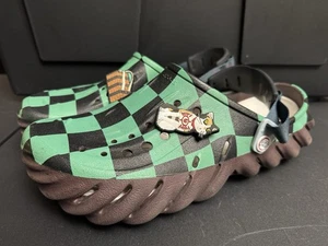 Demon Slayer Crocs Shoes Mens Size 11 Womens 13 Tanjiro Anime Cosplay Check Patt - Picture 1 of 11