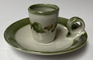 Hand Thrown John B Taylor Harvest Stoneware Candle Holder w/Under plate & Handle - Picture 1 of 6