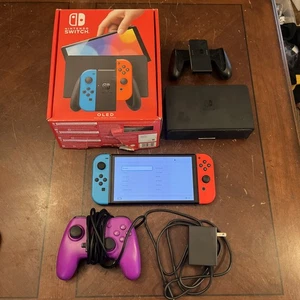Nintendo Switch OLED Video Game Console - Blue/Red - Used Excellent Condition Q2 - Picture 1 of 18