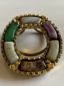 Clip sciarpa vintage agata celtica scozzese - attacco 4 x 3,5 cm tono oro - Foto 1 di 3