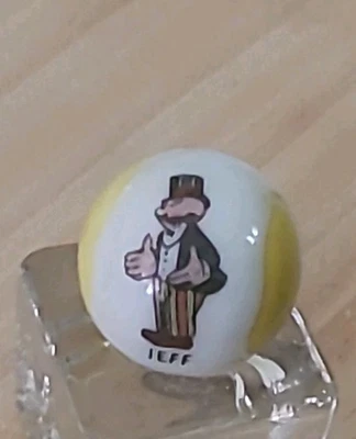 " JEFF " MARBLE 3/4"  COMIC STRIP CHARCATER  MARBLE  PELTIER  GLASS   NM/-M - Image 1 of 4