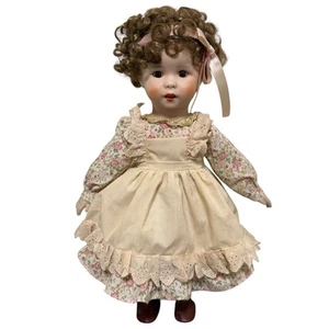 Bambola porcellana vintage 17" SFBJ Paris 247 abito floreale stoffa corpo stile francese - Foto 1 di 9