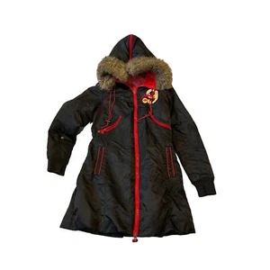 akdmks Black Red Faux Fur Hooded Parka Mens S - Picture 1 of 3