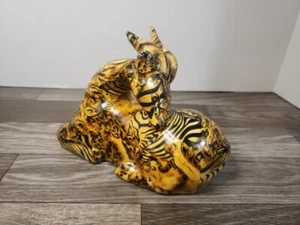 Vintage La Vie Gazelle Deer Figurine Safari Animal Print Ceramic 5.75" Tall - Picture 1 of 6