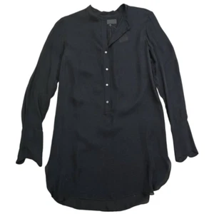 Mini Camisa Vestido Nili Lotan Para Mujer Pequeña Negra 100% Seda Túnica Formal Fiesta - Imagen 1 de 7