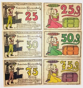 COMPLETE 1921 BLUMENTHAL (BREMEN/KIEL) NOTGELD SET @ 1.99! SHIPBUILDING, WEAVING - Picture 1 of 3