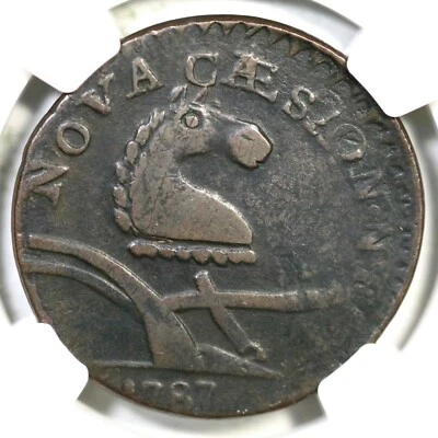 1787 56-n NGC VF Details Camel Head New Jersey Colonial Copper Coin - Image 1 of 4