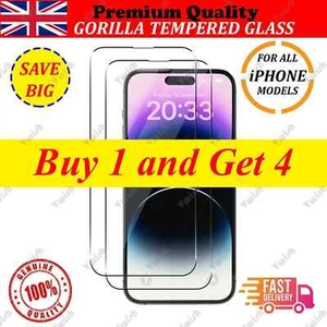 Tempered Glass Screen Protector For iPhone 16 15 14 13 12 11 Pro Max Mini X Plus - Picture 1 of 7