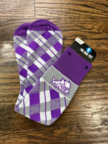 NWT TCU Horned Frogs Plaid Argyle Socks Size OS Cover