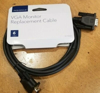 Insignia VGA Monitor Replacement Cable 6ft NS-PV06501-C Black New  - Image 1 of 3
