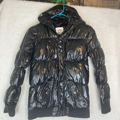 Appaman девочек размер 12 пальто с подкладкой молнии блестящий с капюшоном пуховик куртка черный читать - Изображение 1 из 4