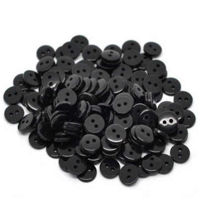 lot de 50 bouton scrapbooking 2 trou unis Noir mercerie couture 9 mm couture - Photo 1/2