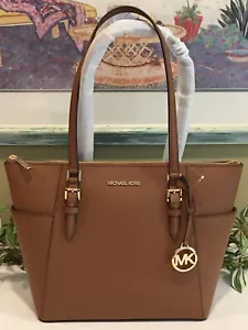 MICHAEL KORS MUJER DAMA CREMALLERA BOLSO DE HOMBRO MK EQUIPAJE CUERO MARRÓN MEDIANO GRANDE - Imagen 1 de 11