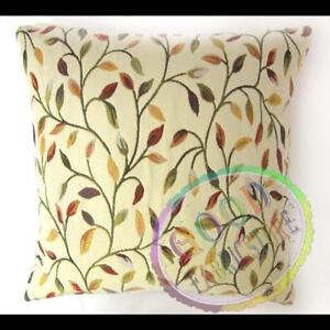 Nj03a Linen Blend Red Green Yellow Leaf Cushion Cover/Pillow Case*Custom Size*