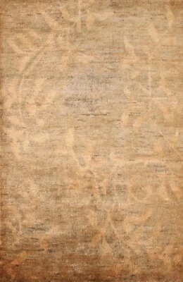 Transitional Nature Print Moroccan Area Rug 6'x8' Jute Hand-knotted Carpet - Image 1 of 4