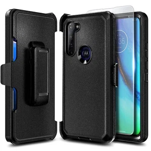 For Motorola Moto g POWER (2020), Belt Clip Holster Phone Cover + Tempered Glass - Picture 1 of 14
