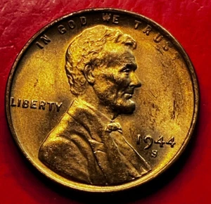 1944-S Lincoln Wheat Cent Penny GEM RD BU From an Original Bank Roll - Picture 1 of 9