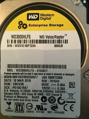 REDUCED Western Digital VelociRaptor 300GB,Internal,10000 RPM,8.89 cm (3.5")... - Image 1 of 3