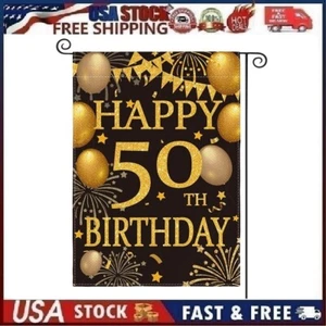 50Th Birthday Garden Flag Double Sided, Happy 50Th Birthday Yard Lawn Sign 12x18 - Picture 1 of 7
