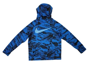 Nike Youth Pullover Hoodie Size XL 18-20 Blue/Black Swoosh Pocket DRI-FIT Great - Picture 1 of 10