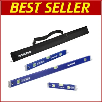 3-Piece Magnetic Spirit Level Set - 12", 20", 40" for Precision Measurements - Image 1 of 4