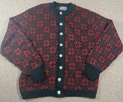 Vintage Pendleton Norwegian Ski Sweater Red & Black Snowflake Mens Medium - Image 1 of 4