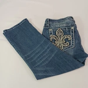 Miss Me Women's 32 Signature Cuffed Capri Jeans Fleur-De-Lis Rhinestone (32×23) - Bild 1 von 22