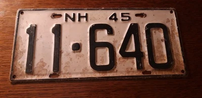 Plaque immatriculation américaine New Hampshire Usa american license plate 1945 - Photo 1/4