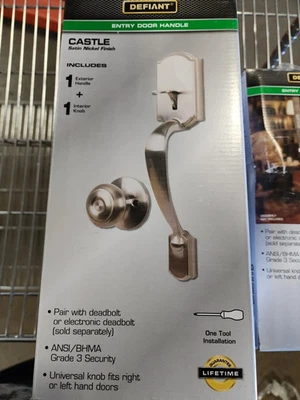 Defiant Entry Door Handleset Hartford Interior, Satin Nickel Castle FREE SHIPING - Image 1 of 2