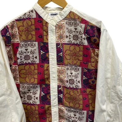 Camisa De Colección Años 90 GITANO Para Hombres Crema Estampado Retazos Abotonada Talla L (Leer) Foto 1 de 4