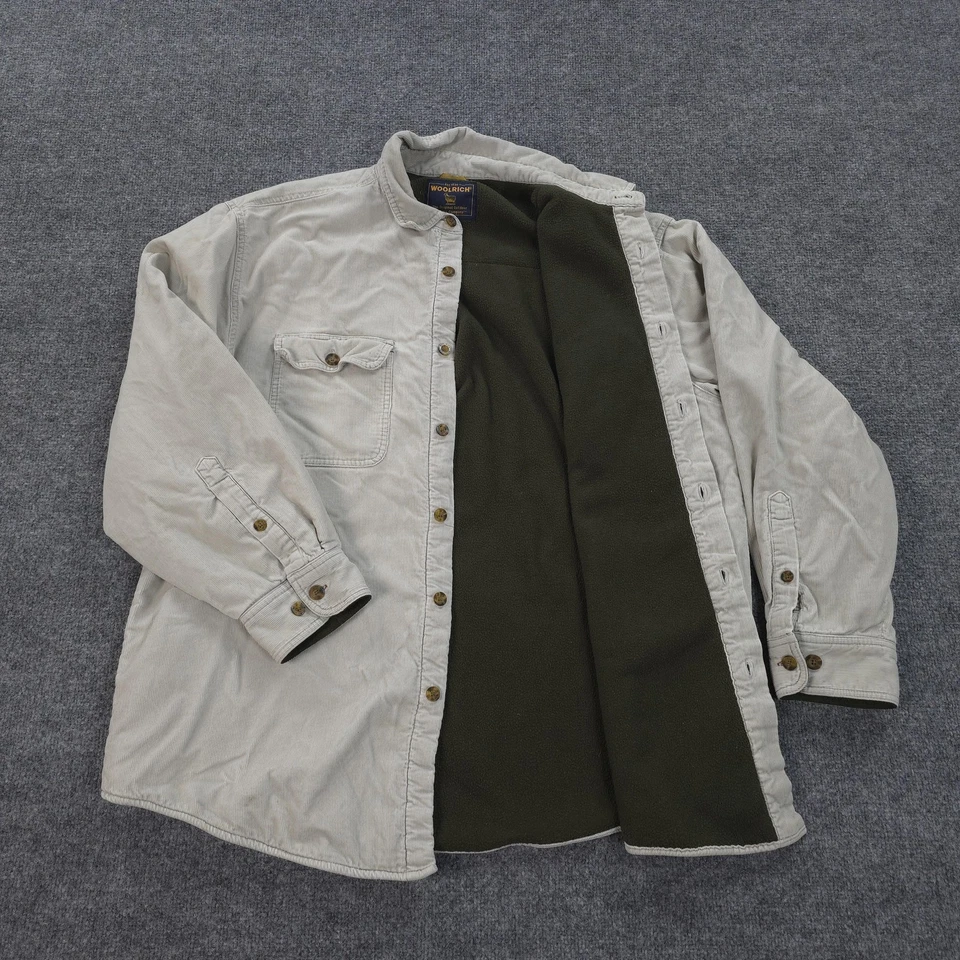 Винтажный шерсти куртка мужская большой желтовато-коричневый флис с подкладкой рубашка Shacket открытый 90-х - Изображение 1 из 4