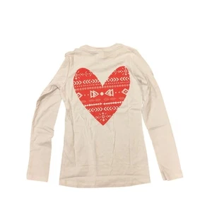 Love Your Melon Red Aztec Kids White Long Sleeve Heart Shirt Size X-Small XS - Picture 1 of 5