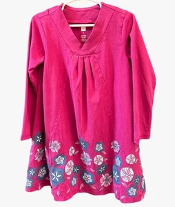 Tea Collection Girls Fuscia Pullover Floral Hem Dress 5Y Back to School Casual - Picture 1 of 3