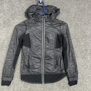 Ivivva Jacket Girls Size 7 Gray Black Hooded Full Zip Reflective Athletic Coat - Picture 1 of 6