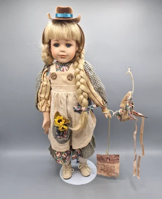 Vintage Collectible Memories Porcelain Kathy Doll 17" Garden Outfit, w/Stand - Image 1 of 4