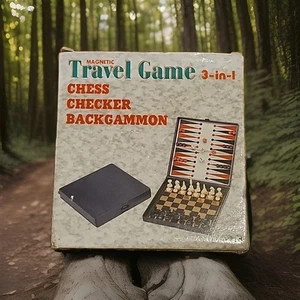 Vintage 1980's  Magnetic Travel Backgammon, Checkers & Chess Set New Heat Seeker - Picture 1 of 6