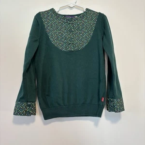 Little Bird Green Cotton Sweater w/ Floral Cottagecore Design Girl Size 5-6 - Picture 1 of 7