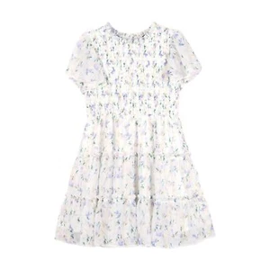 Zunie NWT Kids' Metallic Floral Flutter Sleeve Smocked Bodice Party Dress Girl 7 - Picture 1 of 10