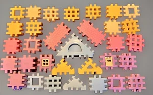 Vintage LITTLE TIKES WEE WAFFLE BLOCKS Yellow Pastel Pink Purple Aqua 70 Pieces - Picture 1 of 5