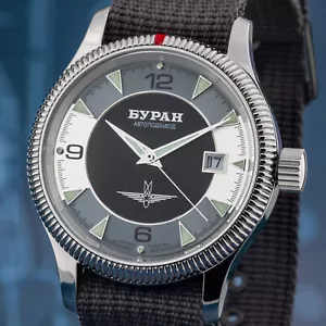 BURAN Automatik 2824-2 russische Zentralrotoraufzug Uhr Fliegeruhr - Picture 1 of 21