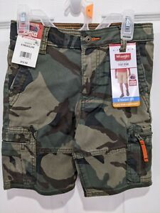Wrangler Boys Straight Camo Camouflage Cargo Shorts with Adjustable Waist