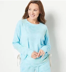 Peace Love World Crewneck Side Tie Pullover Aqua Swirl 1X A512562 - Picture 1 of 5