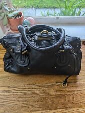 Authentic Chloe Vintage Paddington Leather Shoulder Hand Bag Black-No Lock