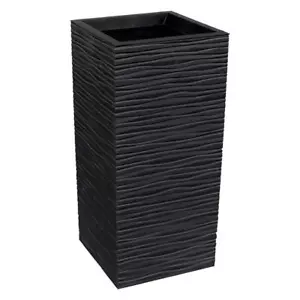 Tierra Verde Plant Pot 13.5"Wx26"H Rubber Self-Watering Decorative Slate Wave - Picture 1 of 9